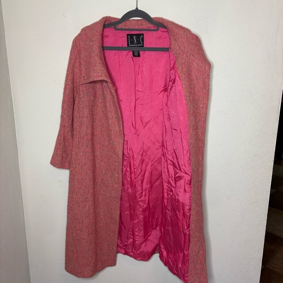 INC Pink Wool Blend Coat 3/4 Sleeves Size 12 - Picture 7 of 7